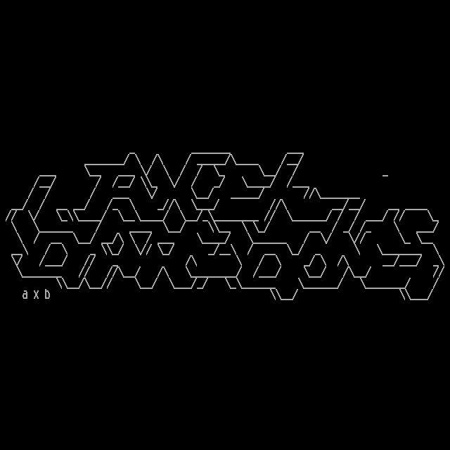 Jittery, angular letters that suggest a hex grid orientation spell out the name Axel Barebones.
