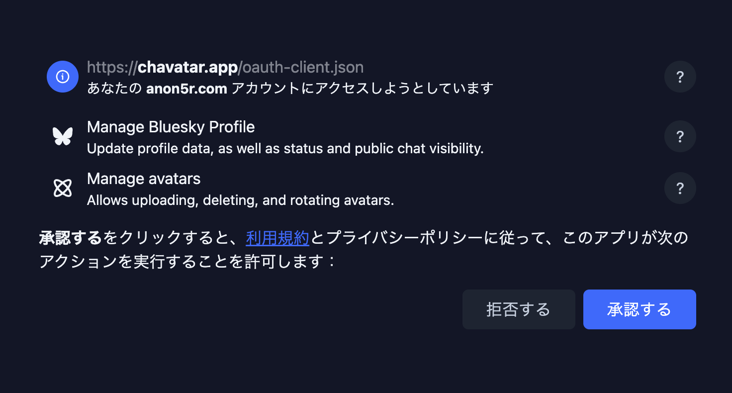 OAuth Concent画面の例