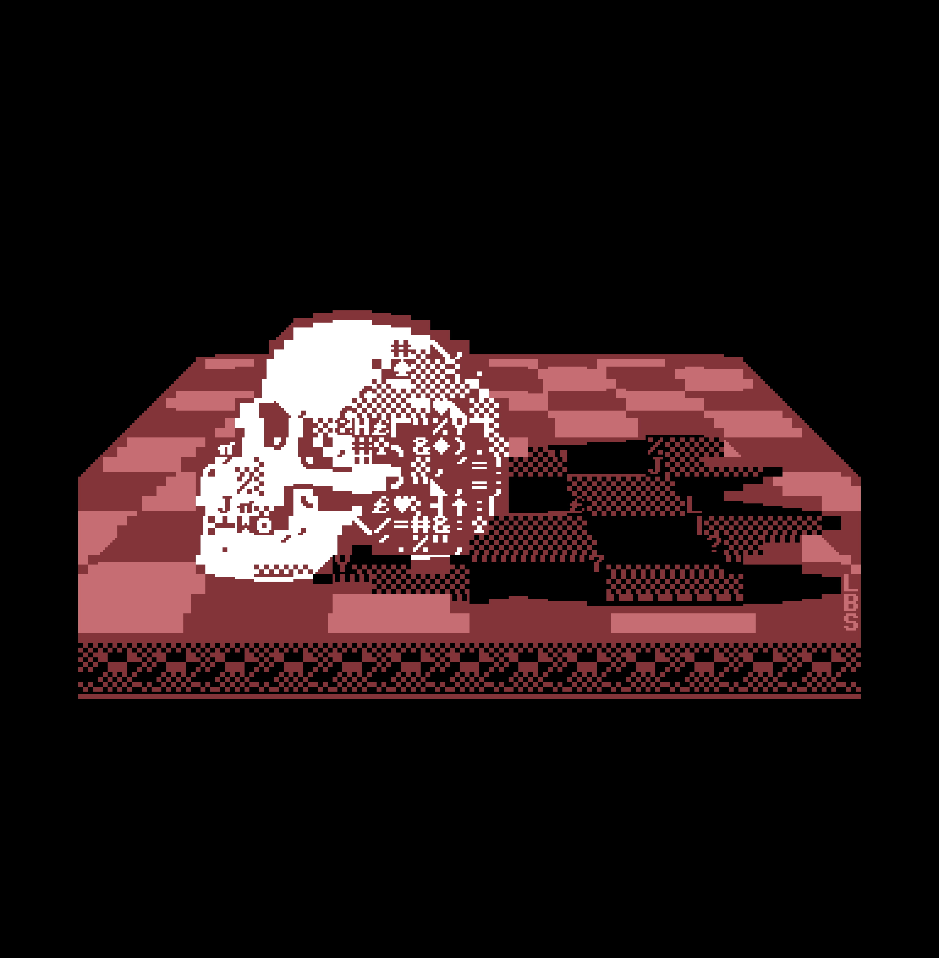 A skull sits on a chess board, casting behind it the shadow of a crowned head.